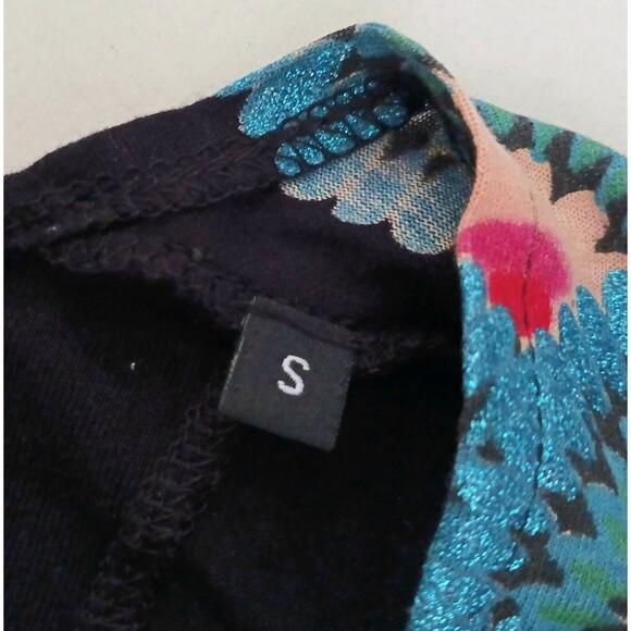 Desigual L/S Dress Bright Abstract Print Asymmetrical Hem Sz S - Picture 7 of 9